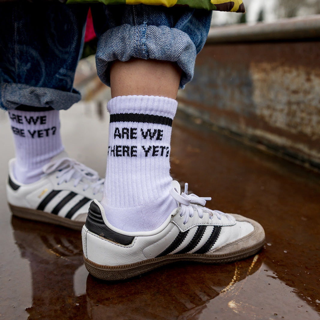 Are we there yet? kids socks funny socks quotes socks quote of the day childrens funny socks Sox UK