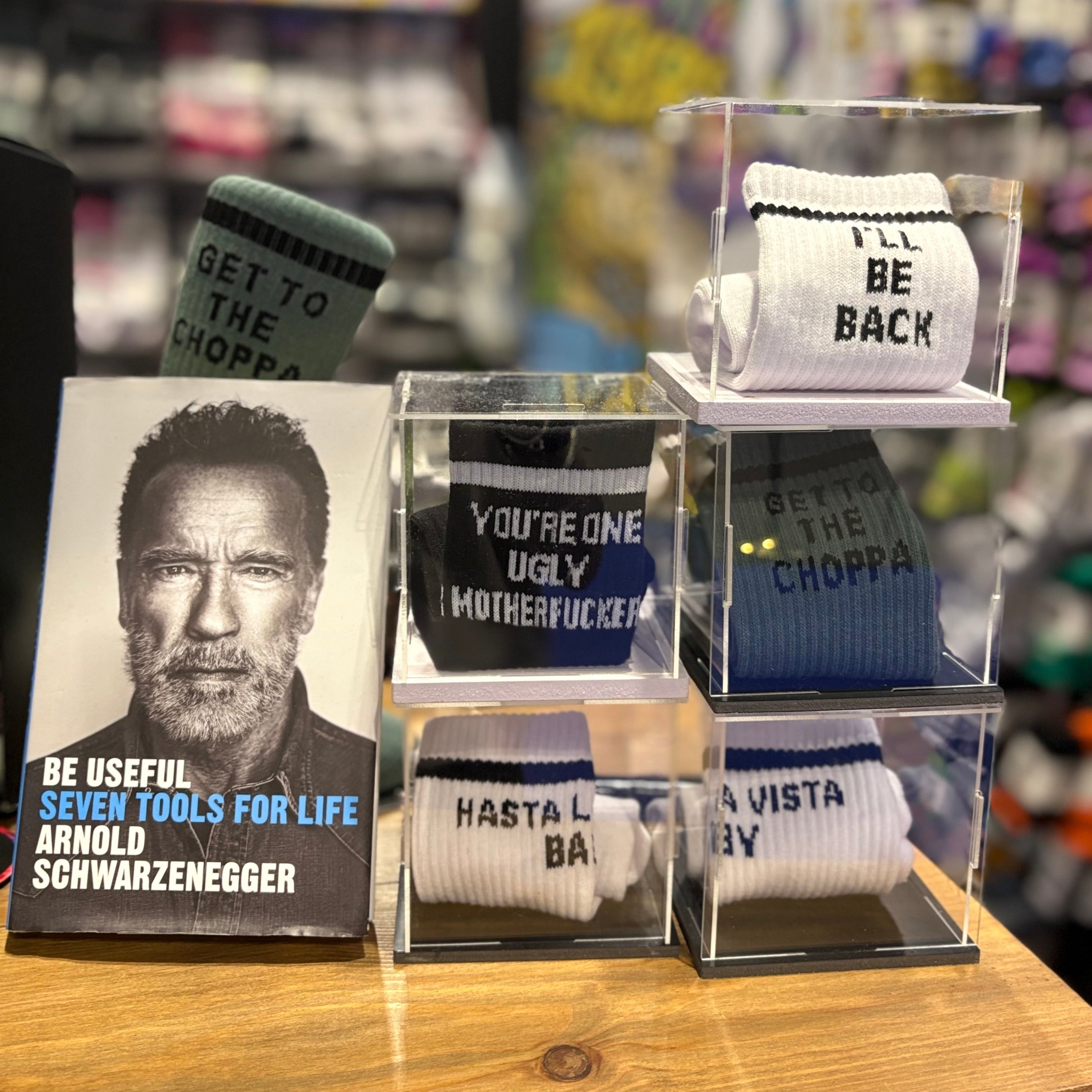 Arnold Schwarzenegger arnold sports UK quoted socks funny socks happy socks cotton socks gift ideas rude socks gym socks fitness strong man Sox UK