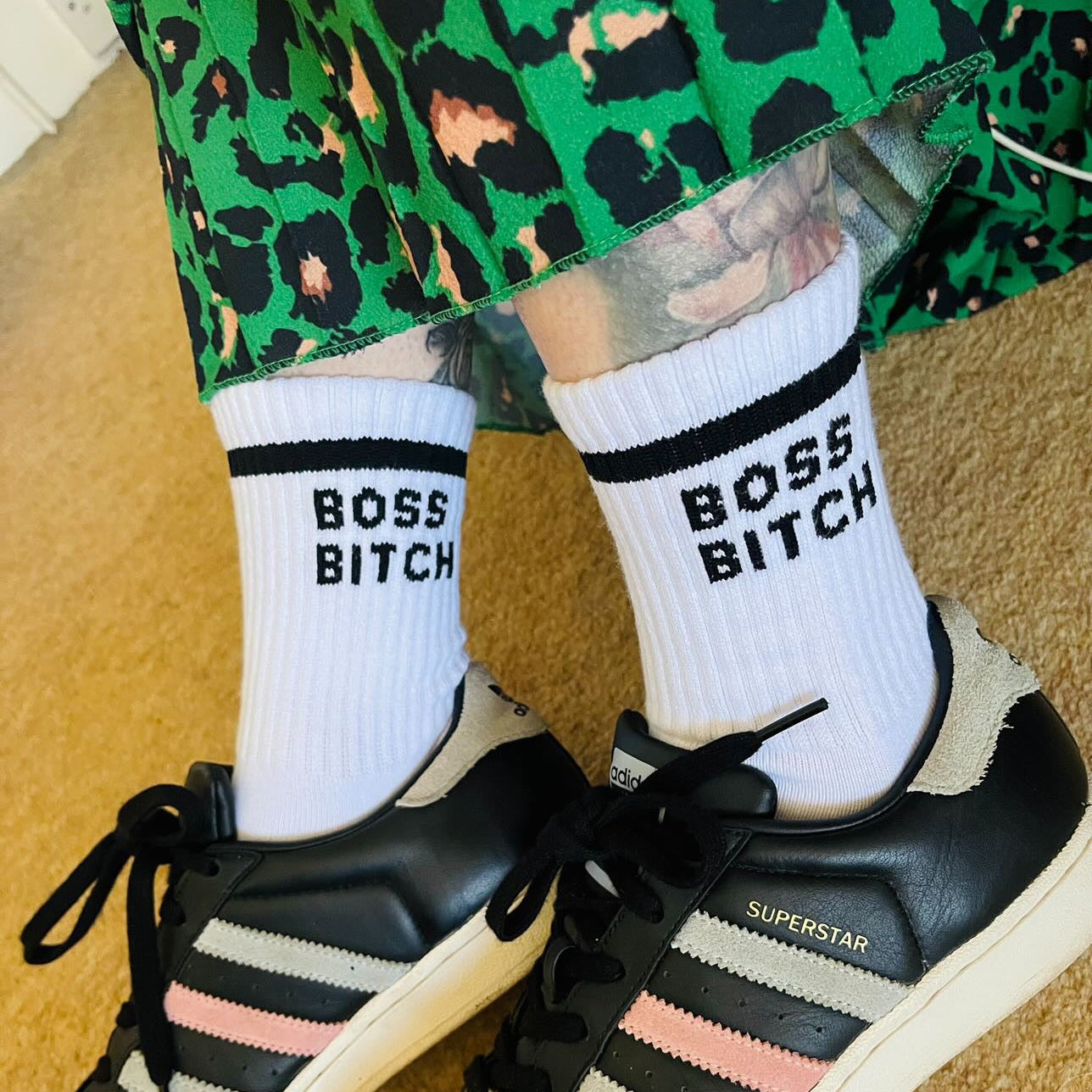Boss Bitch novelty socks naughty socks bitch socks white socks cotton socks
