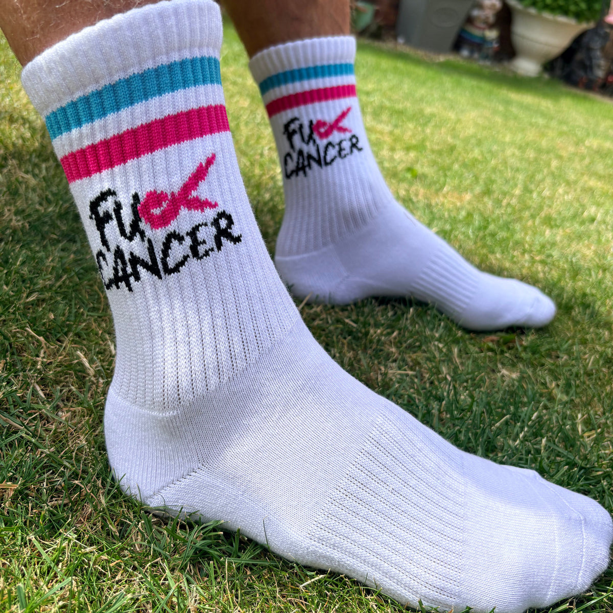 Fuck  Cancer cancer socks charity socks cancer research UK novelty socks gift ideas cotton socks whigte socks NHS Sox UK