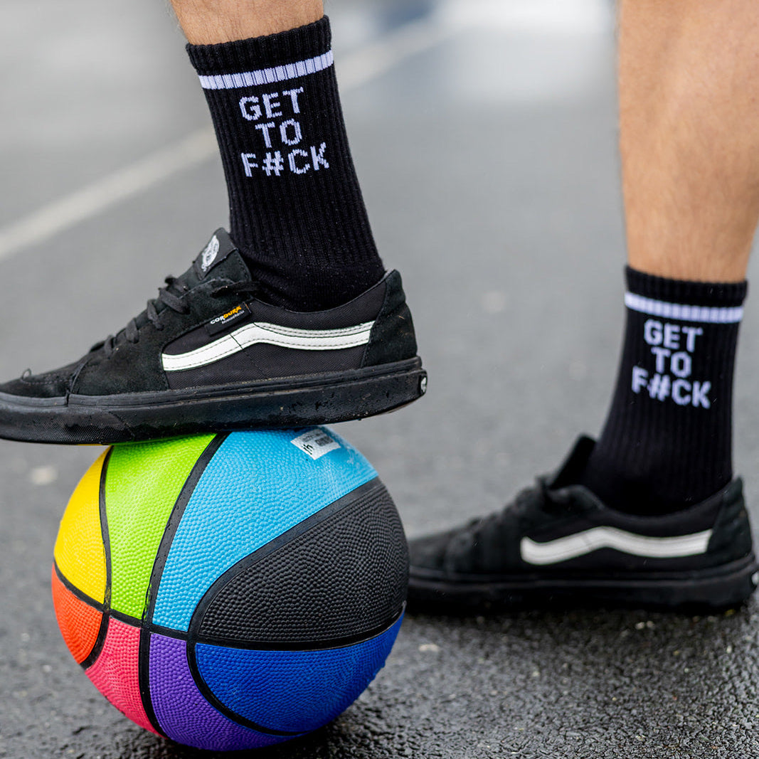 Get To Fuck black socks naughty socks swear socks scottiah quotes gift ideas rude socks Sox Uk