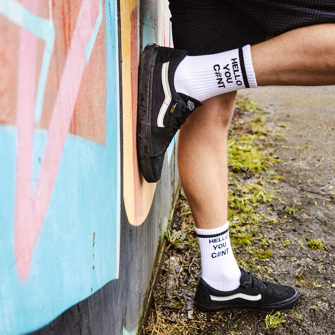 Harvey Price Hello you Cunt rude socks hello quotes meme socks Sox UK rude socks funny gifts cotton socks