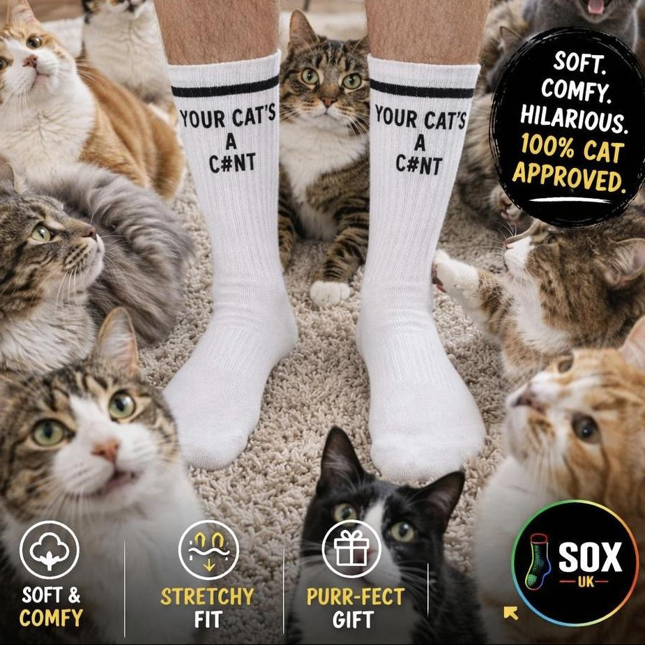 cat lovers funny socks cat socks your cats a cunt swear ssocks rude socks cotton Sox UK