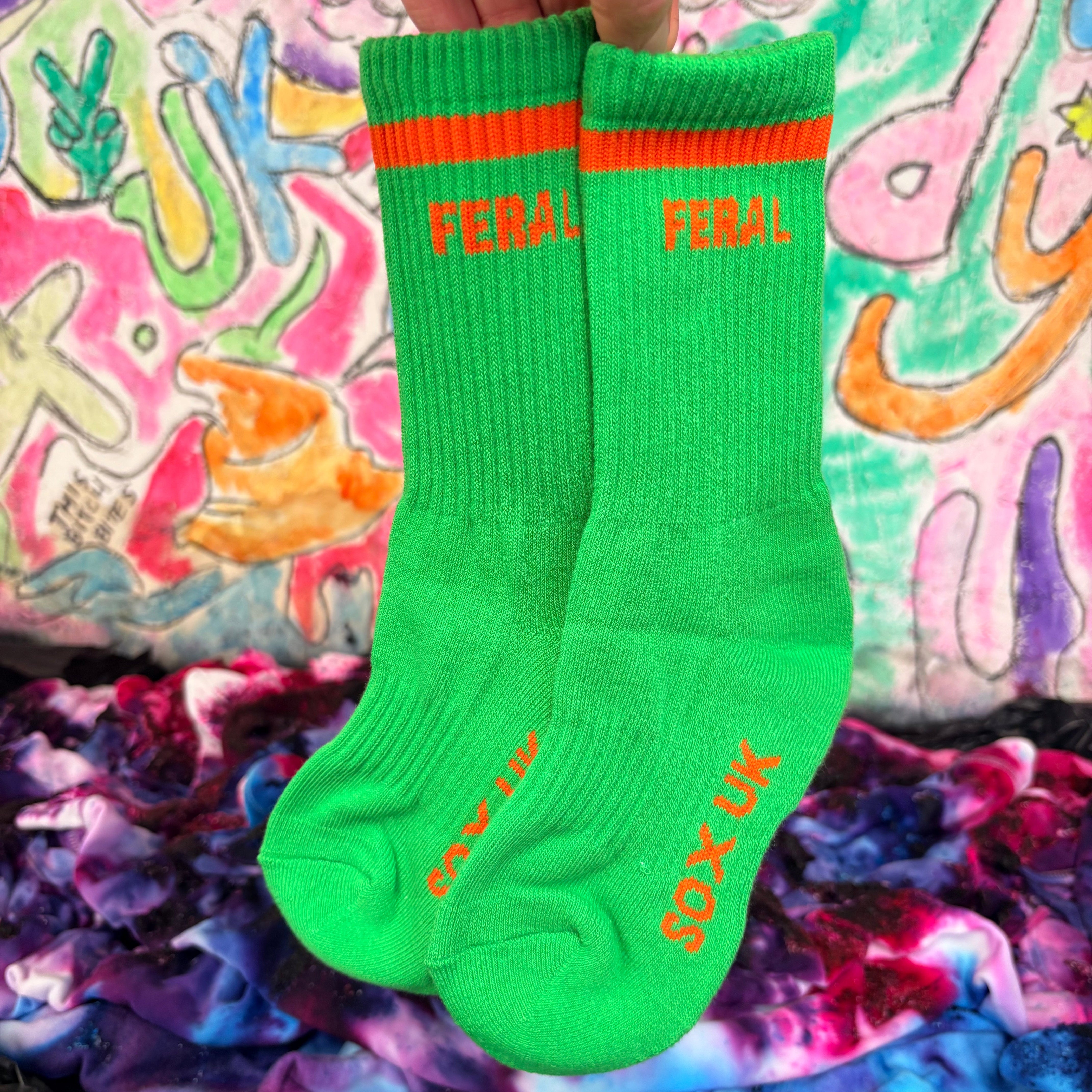 feral kids socks funny socks gift ideas kids cotton quotes feral kids funny gifts