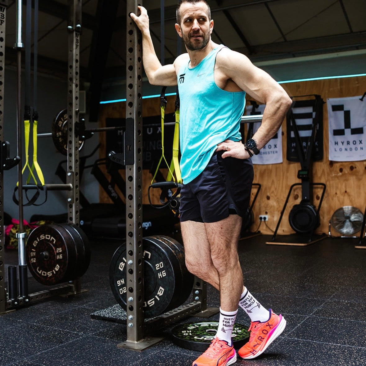 hustle for the muscle gym socks funny sovks hyrox crossfit Sox UK TM Fitness