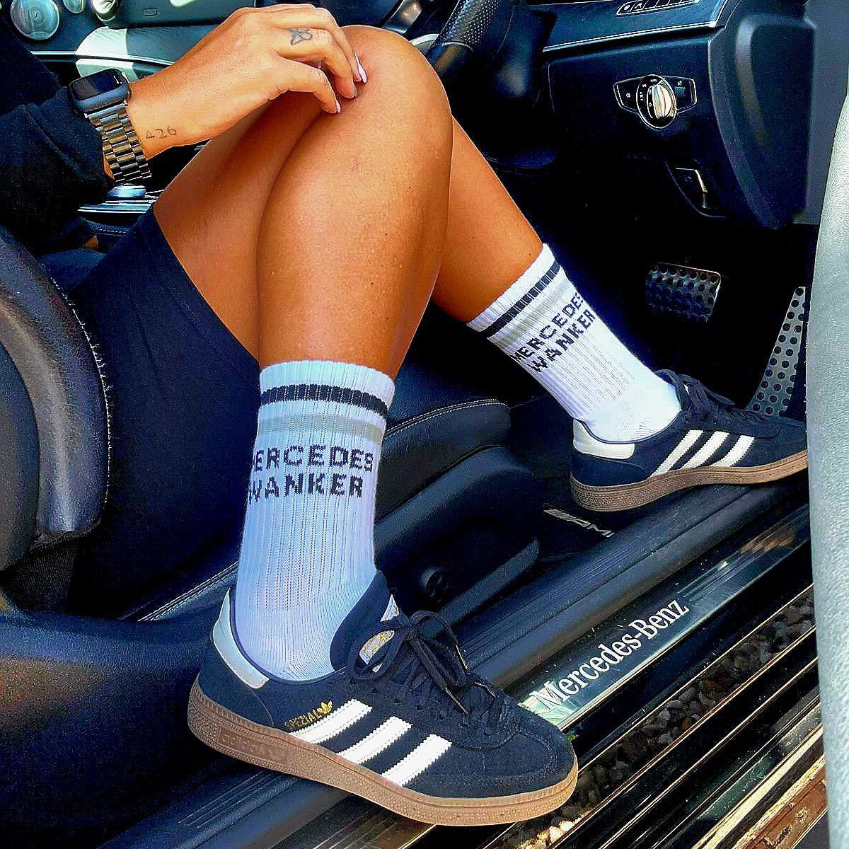 mercedes wanker mercedes merc novelty socks funny socks gifti ideas white cotton Sox UK