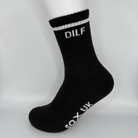 rude socks Dilf dad mens socks black socks funny socks naughty socks dad gift ideas American pie quotes black socks quoted socks