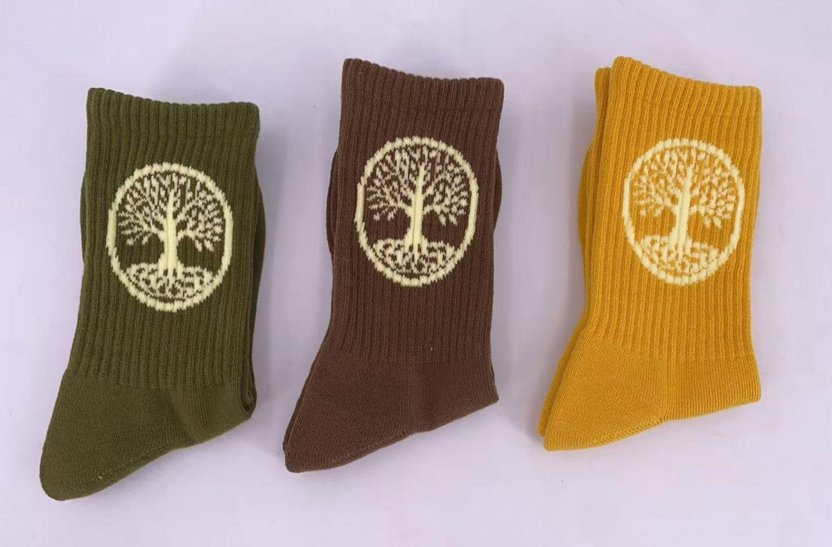 Custom tree of life socks in three colours